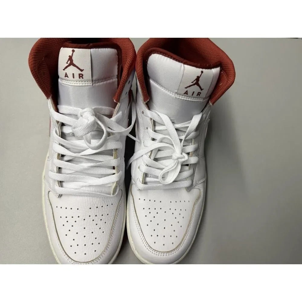 Nike Air Jordan 1 Mid SE in the 'White Dune Red' colorway. Sz 12
